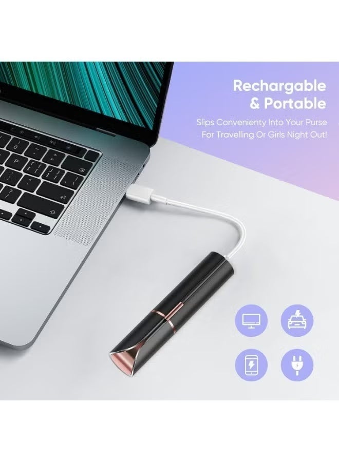 بينكو جهاز إزالة الشعر والحلاقة للمرأة - منتجات إزالة الشعر مع بطارية قابلة لإعادة الشحن ، 4 رؤوس قابلة للاستبدال الكهربائية ، ضوء LED ، للوجه والذراعين والساقين والذراعين ، وحلاقة كهربائية غير مؤلمة للمرأة ، والأسود المحمول - Image 5